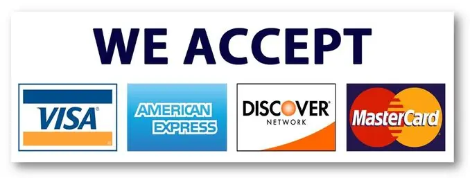 Aceptamos Visa, Mastercard, American Express y Discover