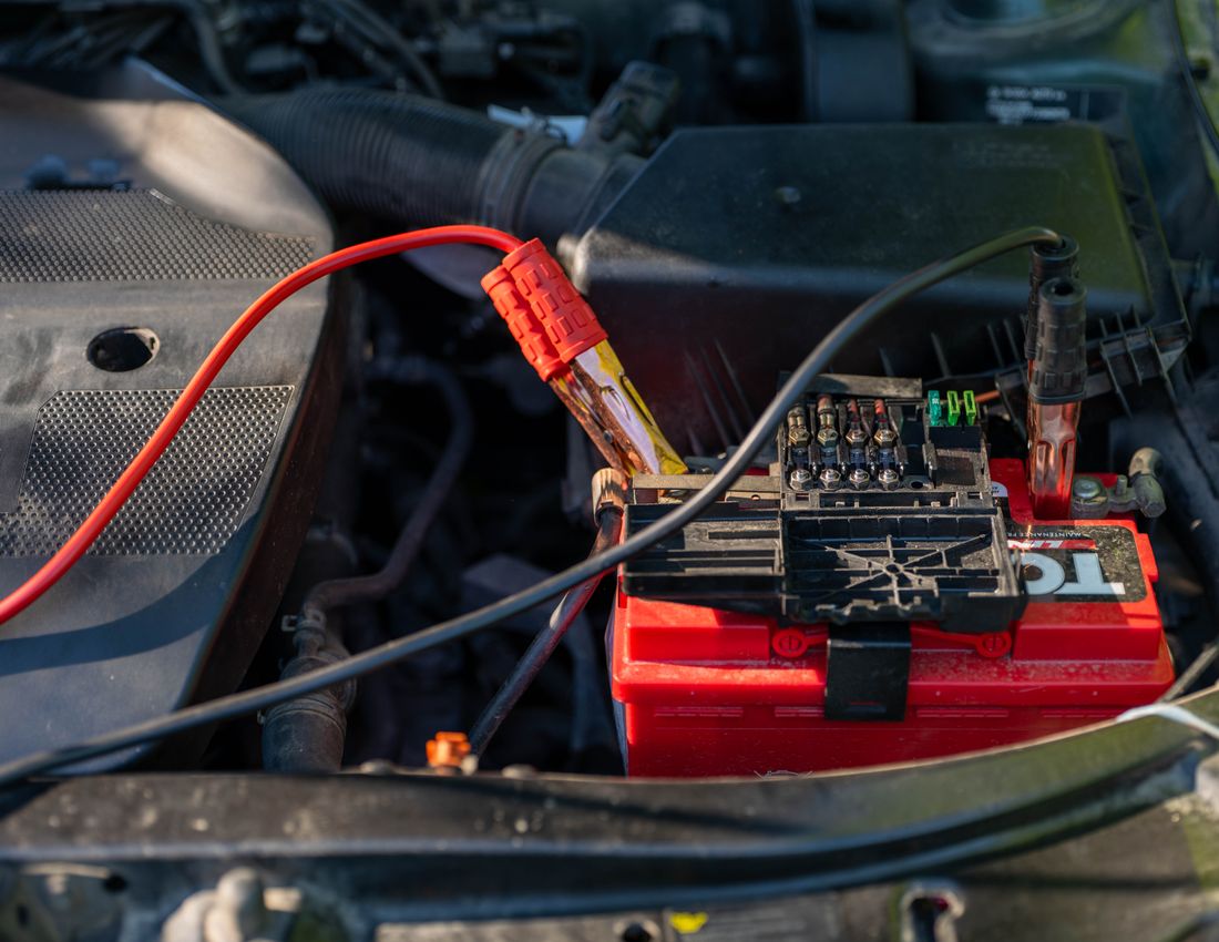 Car battery testing and replacement with jumper cables
