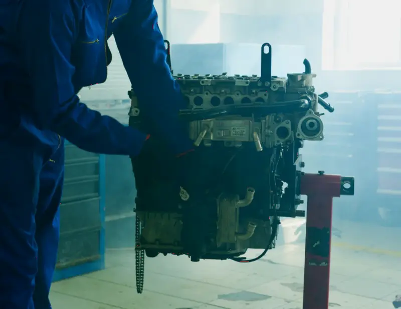 Técnico diagnosticando un vehículo en el taller de McCoy Enterprises